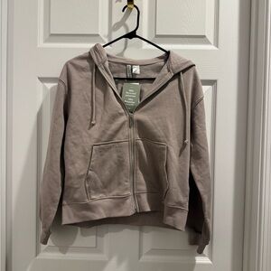 H&M Taupe Zip-Up Hoodie